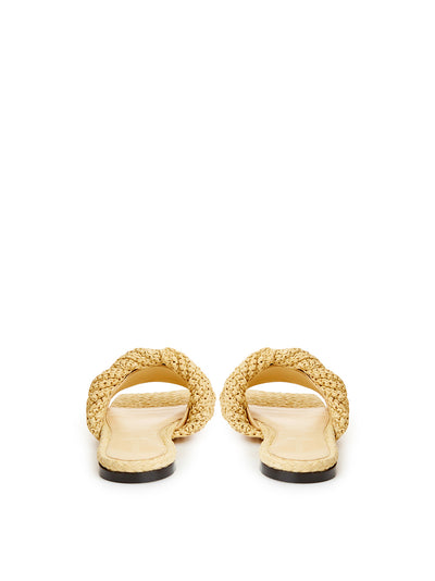 Beige Raffia Mule with Intreccio