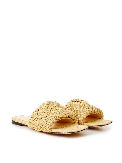 Beige Raffia Mule with Intreccio