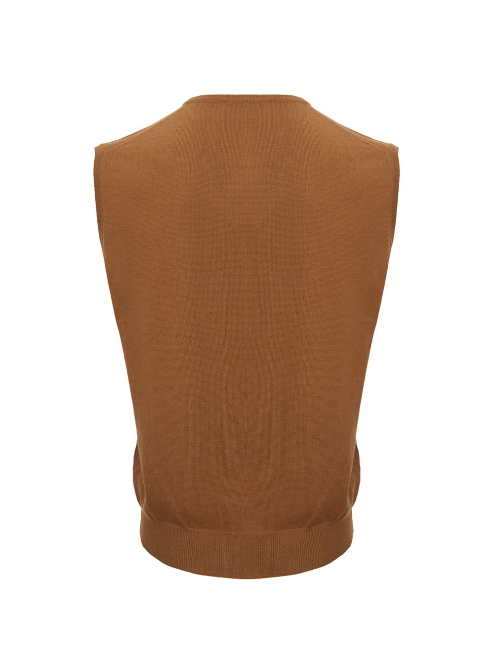 Brown Wool V-Neck Vest