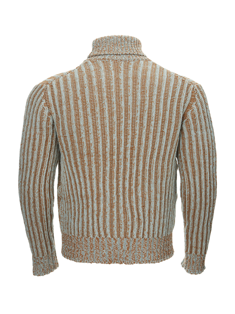 Bicolor Wool Turtleneck Sweater