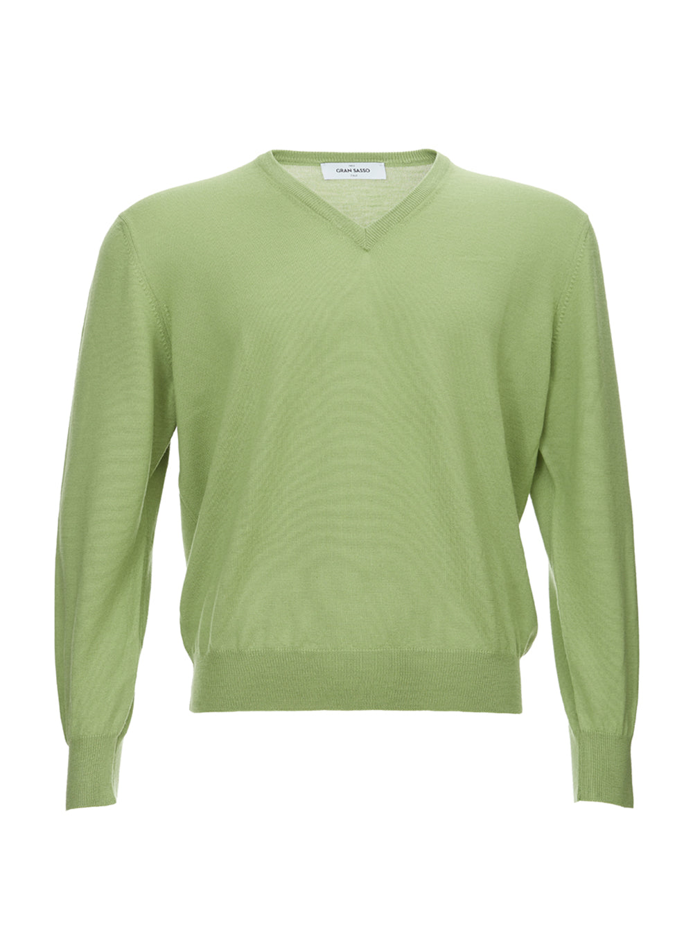 Green Wool V-Neck Sweater