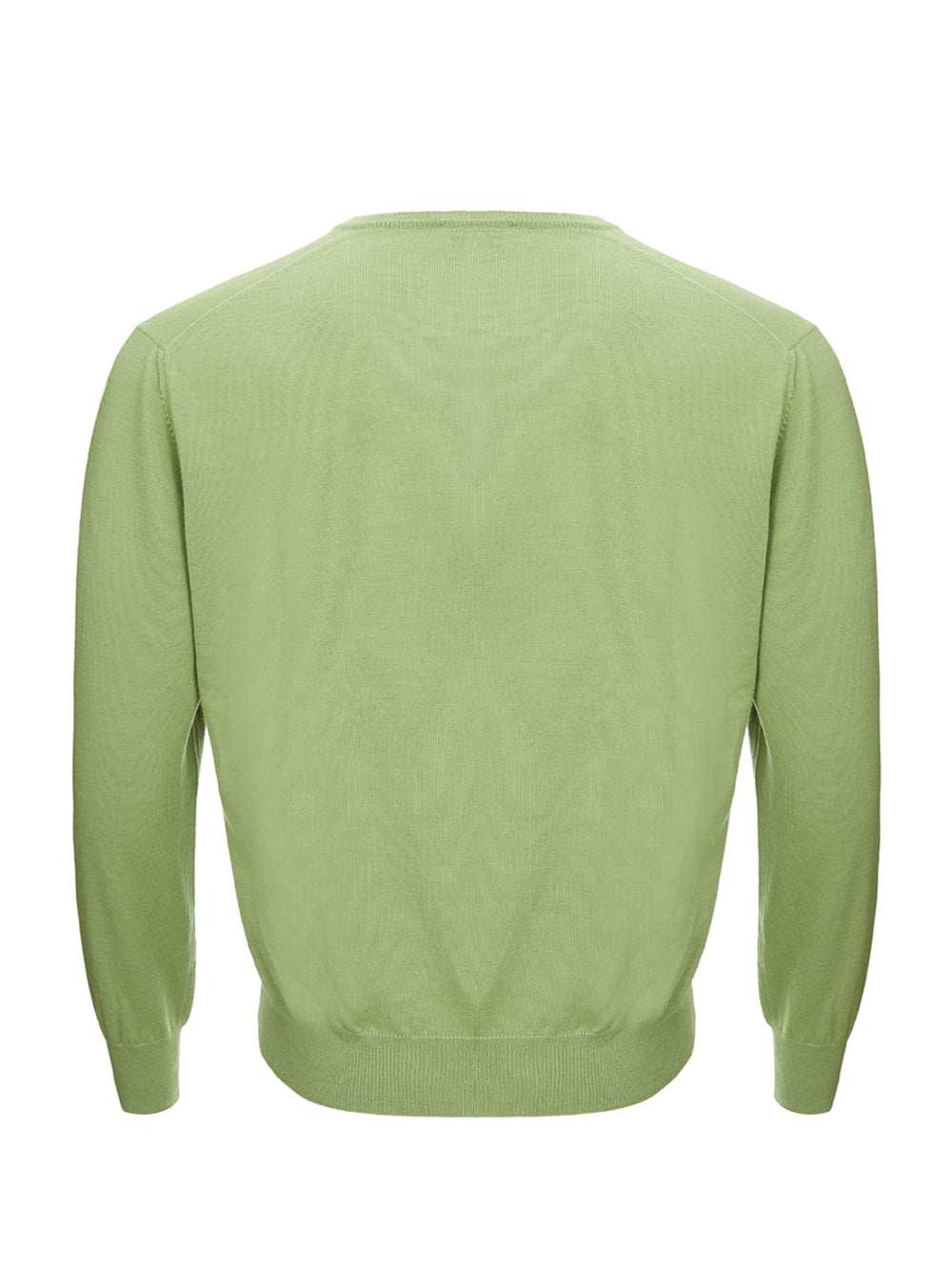 Green Wool V-Neck Sweater