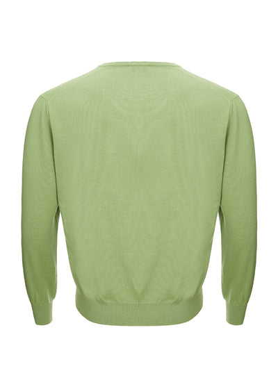 Green Wool V-Neck Sweater