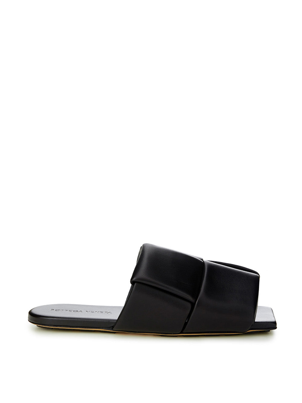 Black Leather Maxi Intreccio Mule