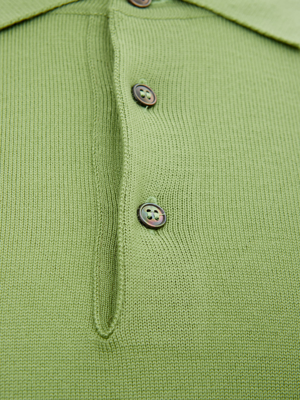 Green Wool Long Sleeves Polo Sweater