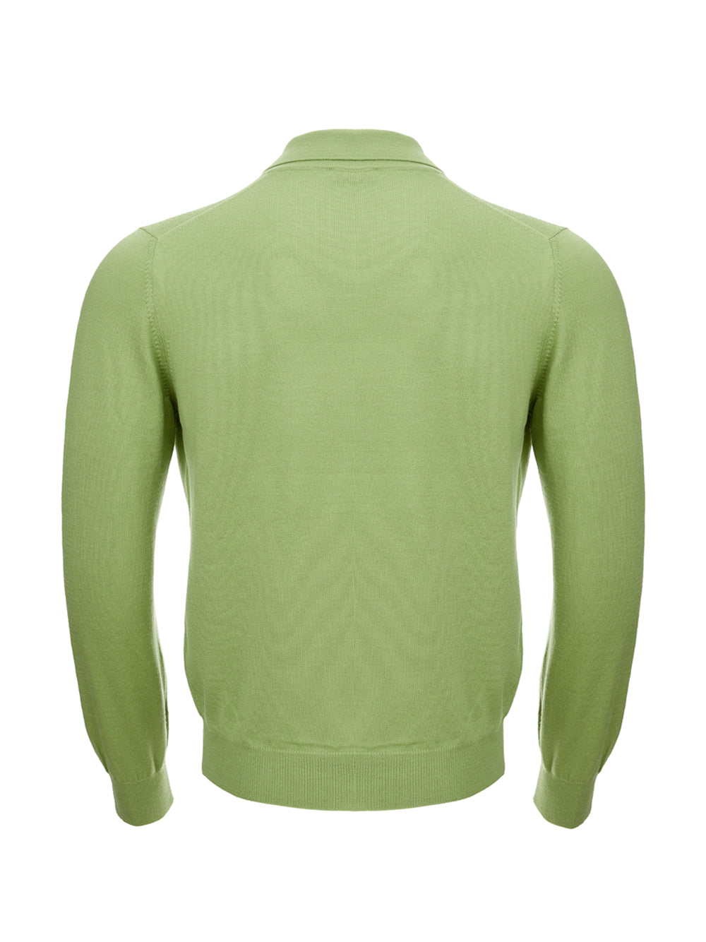 Green Wool Long Sleeves Polo Sweater