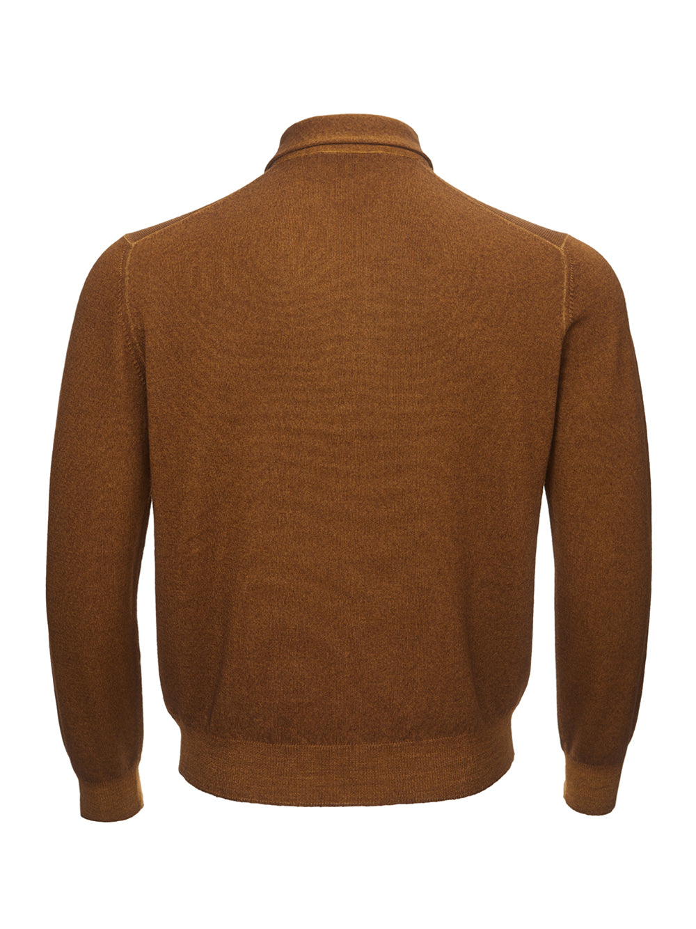 Brown Wool Long Sleeves Polo Sweater