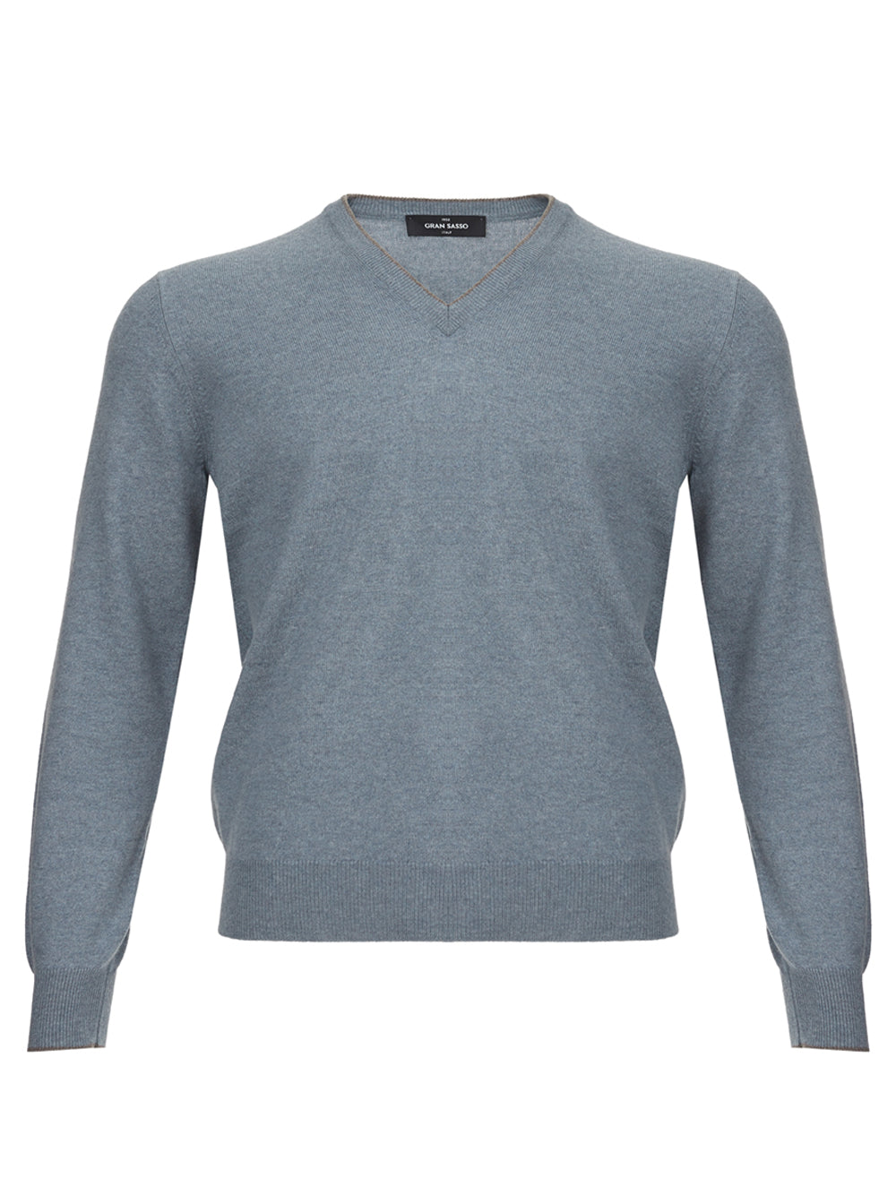 Grey Cashmere V-Neck Sweater