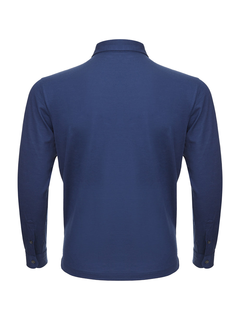 Blue Wool Long Sleeves Polo Sweater