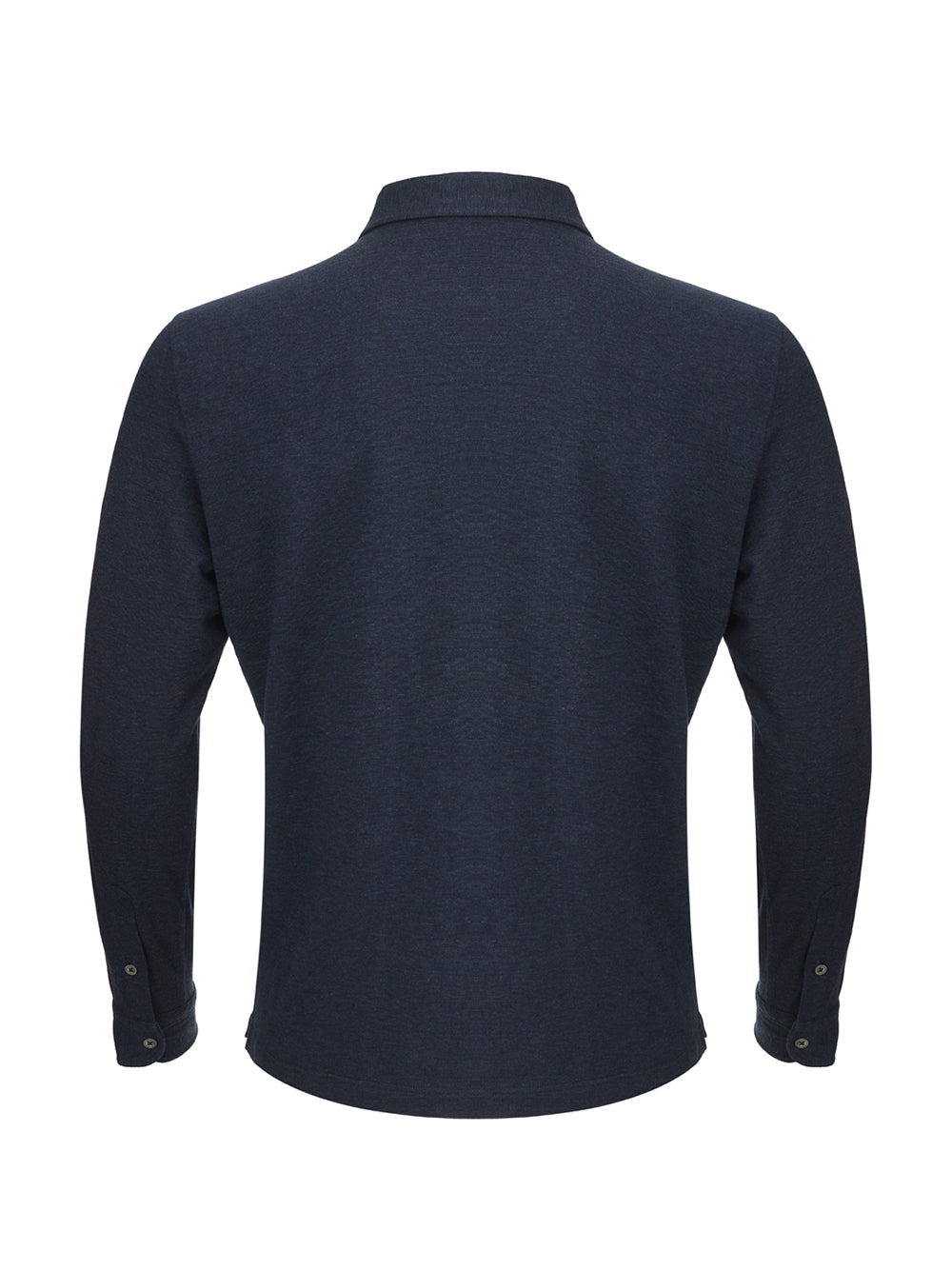 Blue Denim Effect Long Sleeves Polo