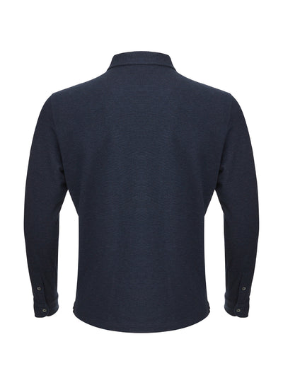 Blue Denim Effect Long Sleeves Polo