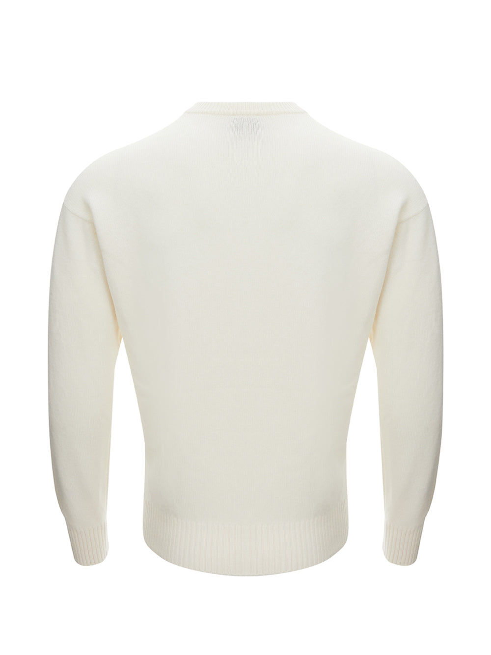 White Super Geelong Wool Round neck Sweater