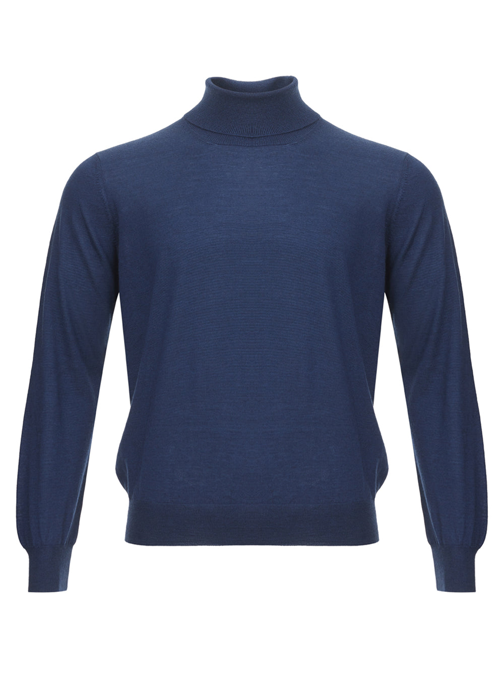 Blue Cashmere and Silk Turtleneck Sweater