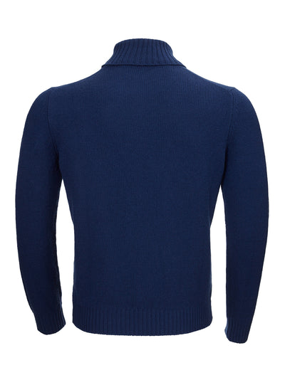 Blue Wool Turtleneck Sweater