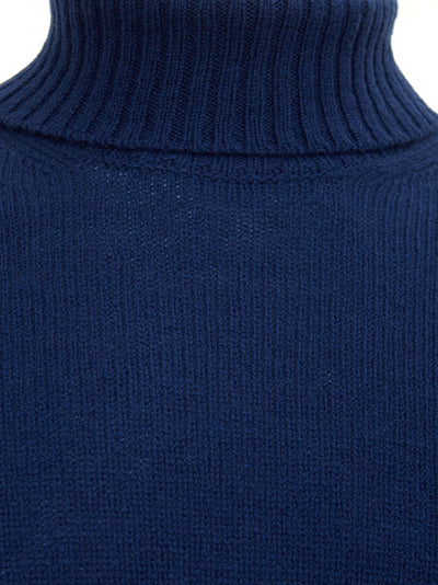 Blue Wool Turtleneck Sweater