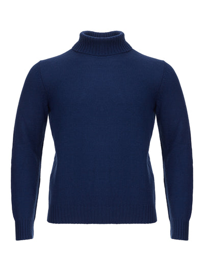 Blue Wool Turtleneck Sweater