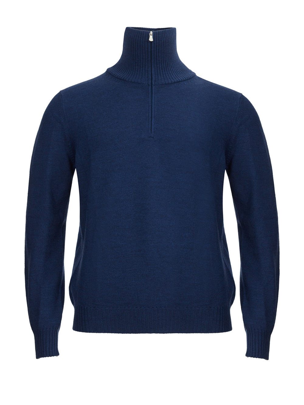 Blue Mock Turtleneck Wool Sweater