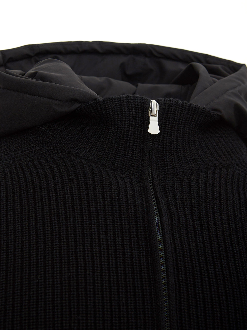 Zipped Black Wool Cardigan