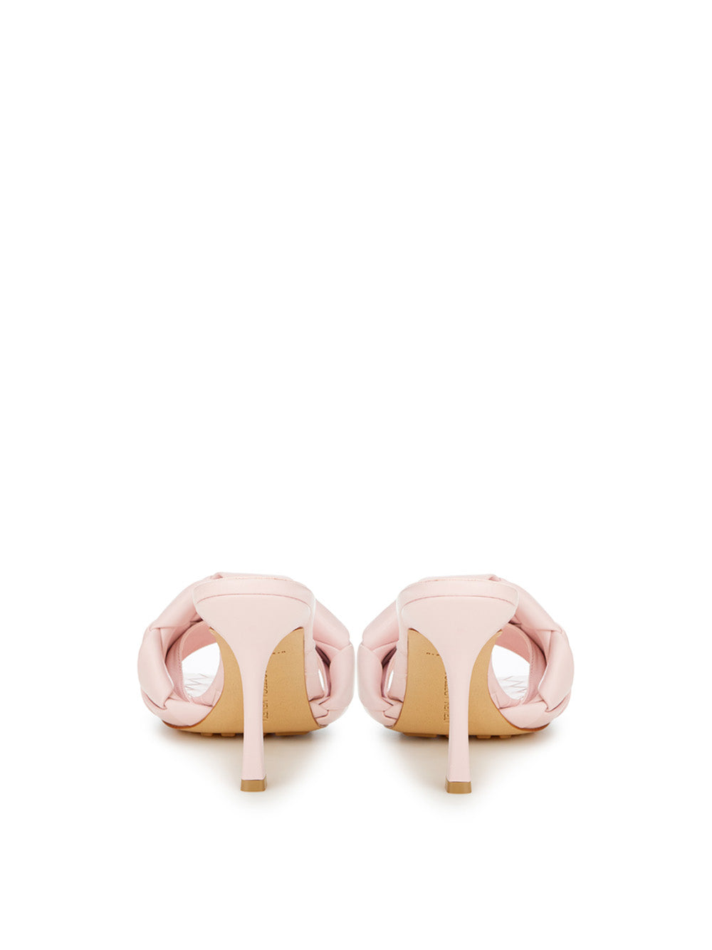 Light Pink Leather Heeled Sandal Mule with Intreccio