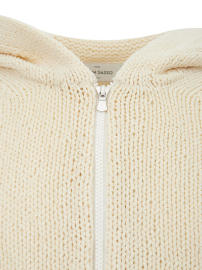 Cream Hooded Cardigan with Zip