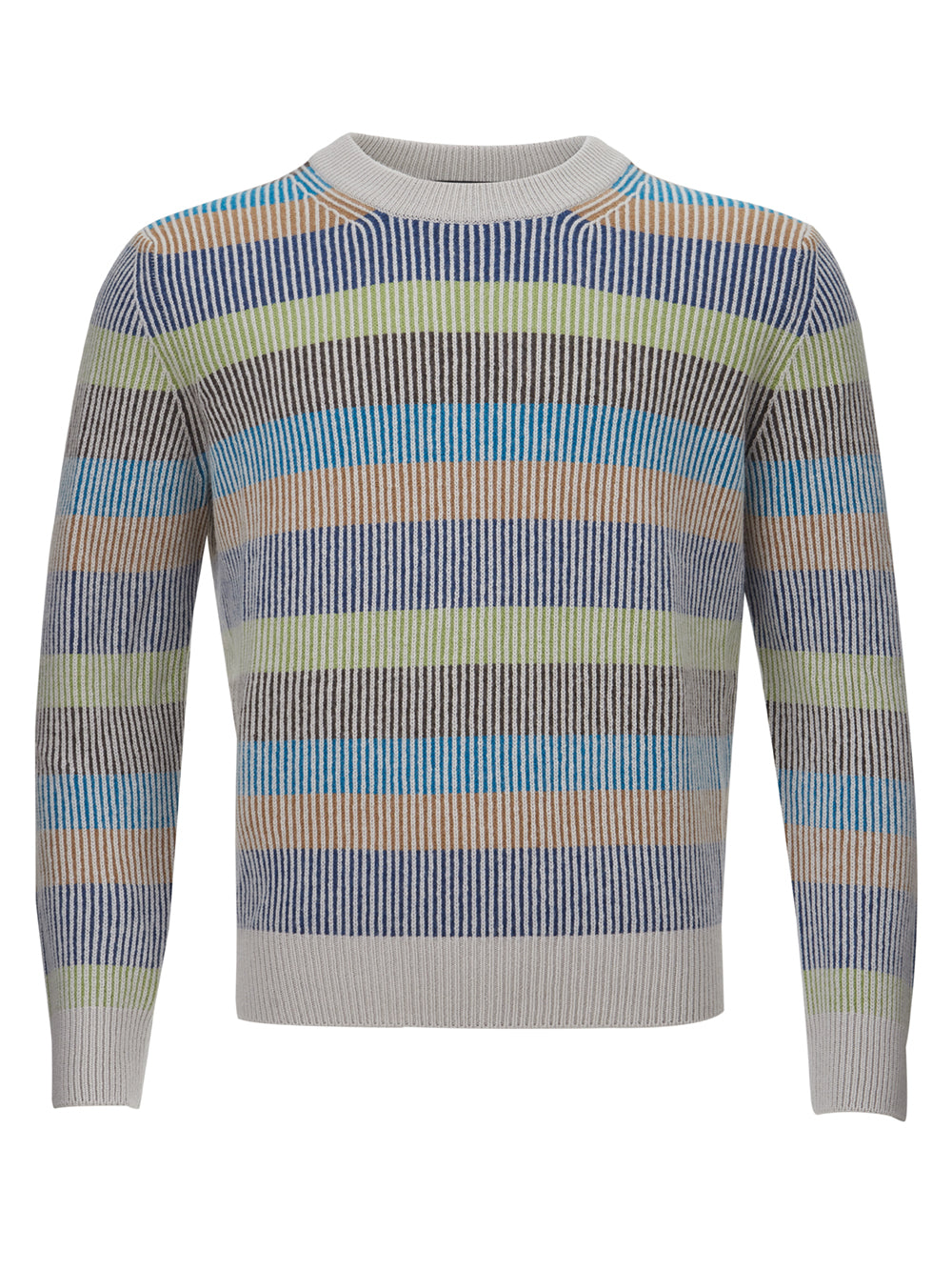 Multicolor Round Neck Cashmere Sweater