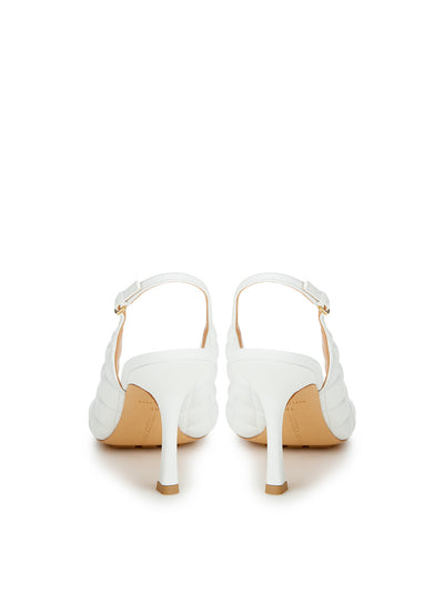 White Nappa Matelassé Slingback Décolleté