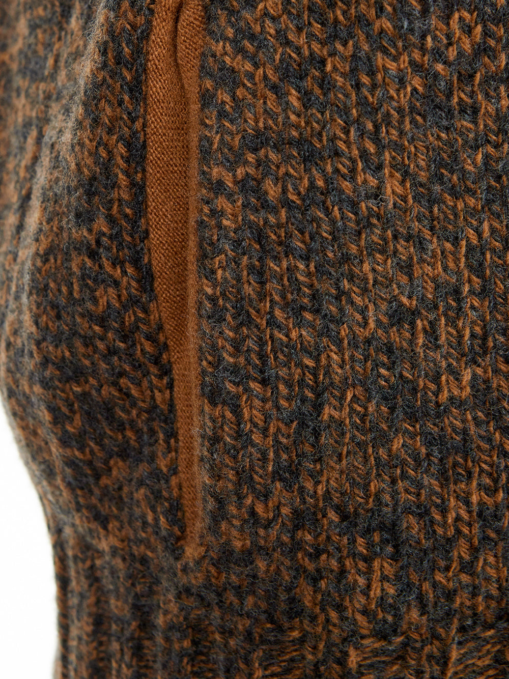 Brown Wool Mock Sweater with Zip