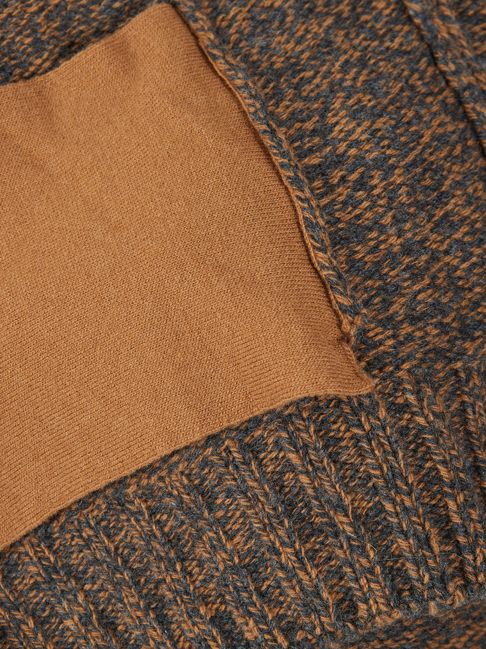 Brown Wool Mock Sweater with Zip