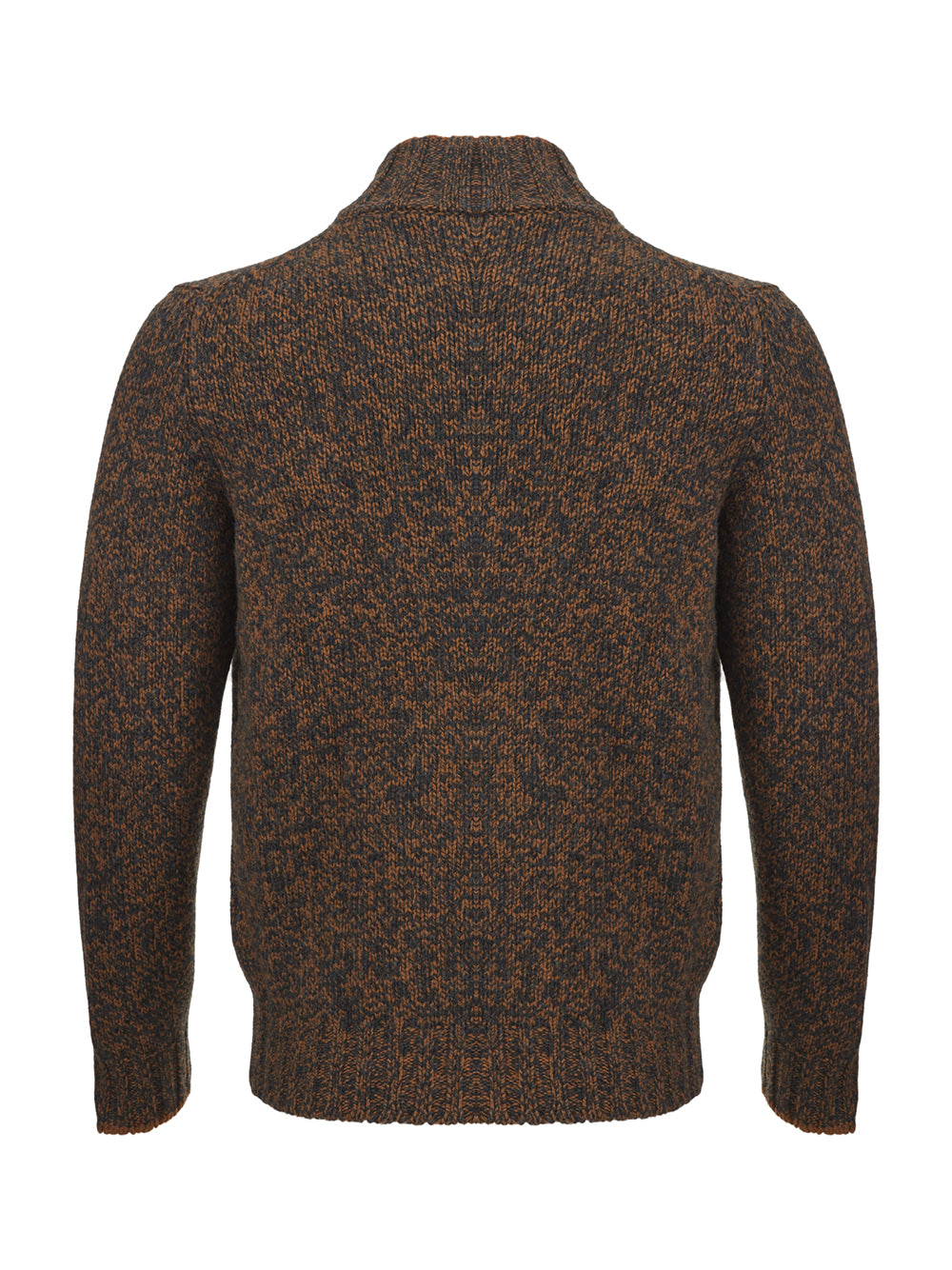 Brown Wool Mock Sweater with Zip