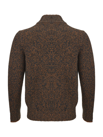 Brown Wool Mock Sweater with Zip