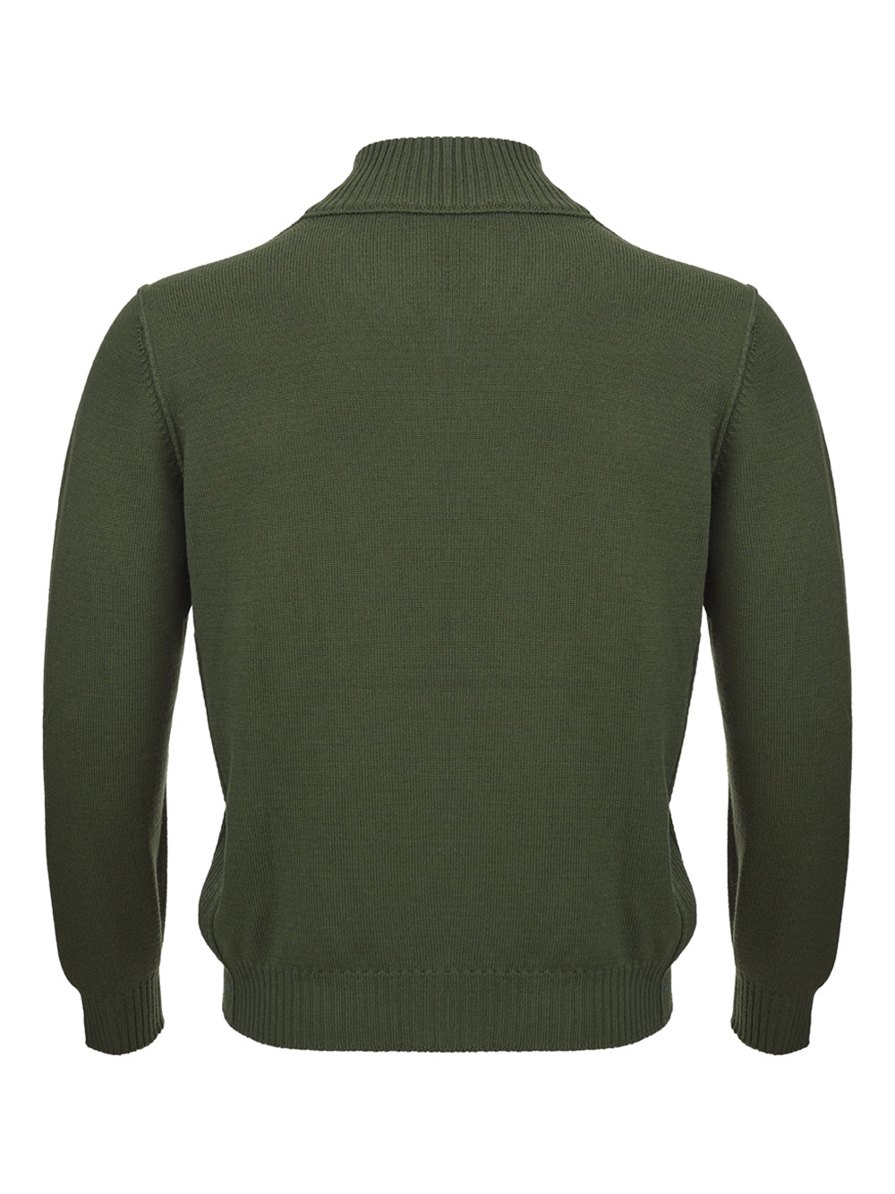 Wool Green Mock Sweater with Zip