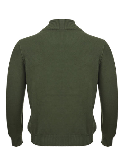 Wool Green Mock Sweater with Zip