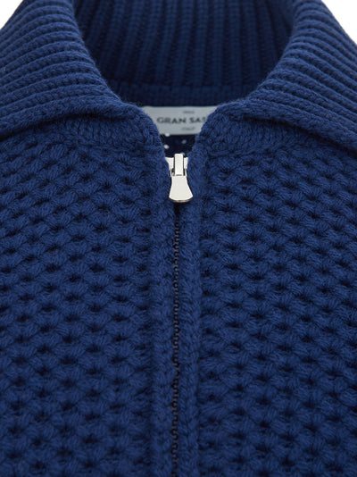 Wool Blu Sweater with Zip