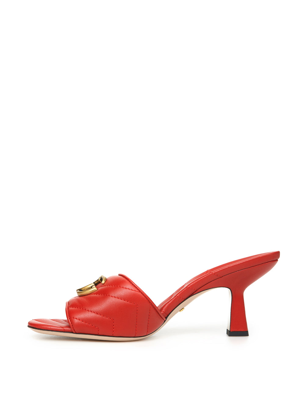 Red Leather Slider Matelassé Sandals