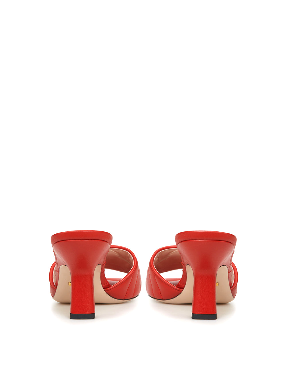 Red Leather Slider Matelassé Sandals