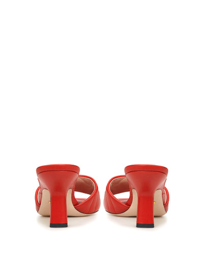 Red Leather Slider Matelassé Sandals