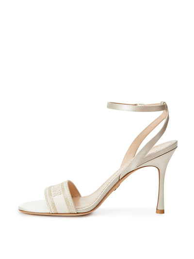 Ivory Dway Lurex Embroidered Heeled Sandals