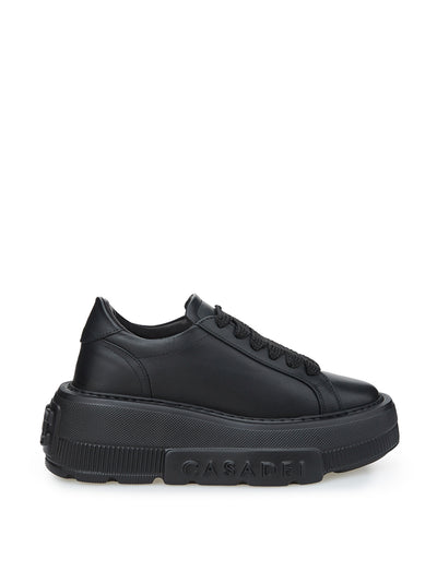 Black Leather Maxi Platform Sneakers