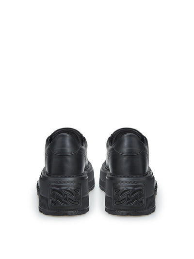 Black Leather Maxi Platform Sneakers