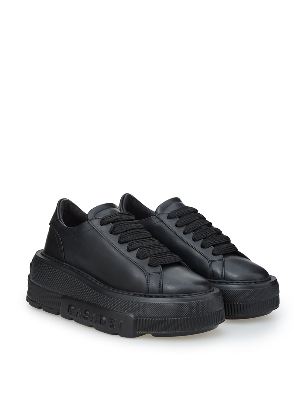 Black Leather Maxi Platform Sneakers