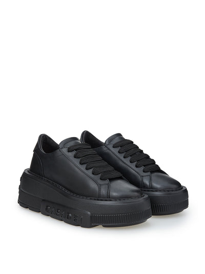 Black Leather Maxi Platform Sneakers