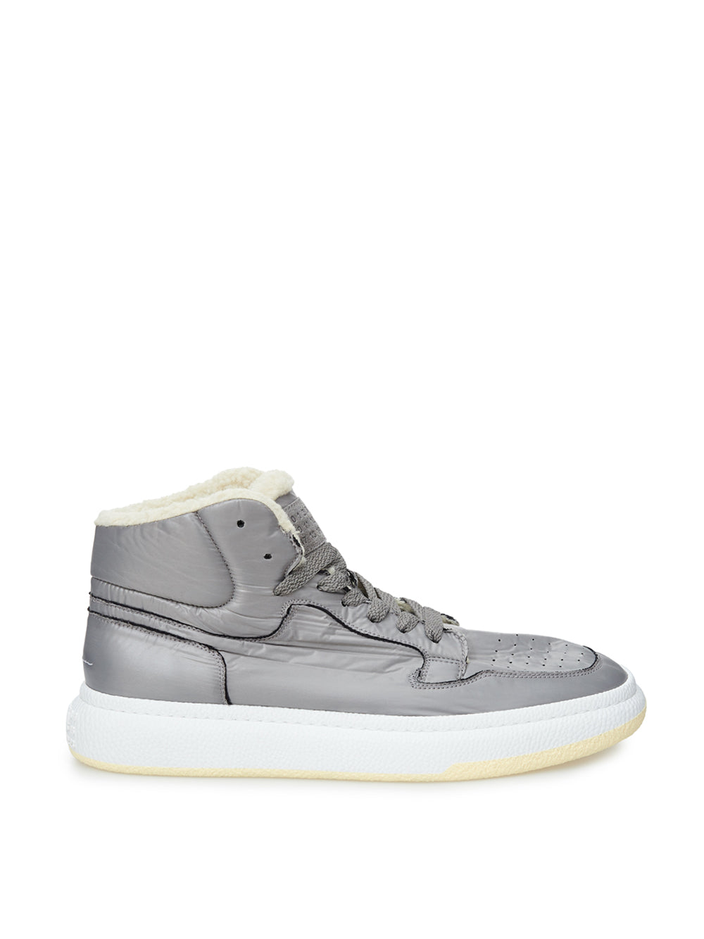 Grey High-Top Fur Sneakers