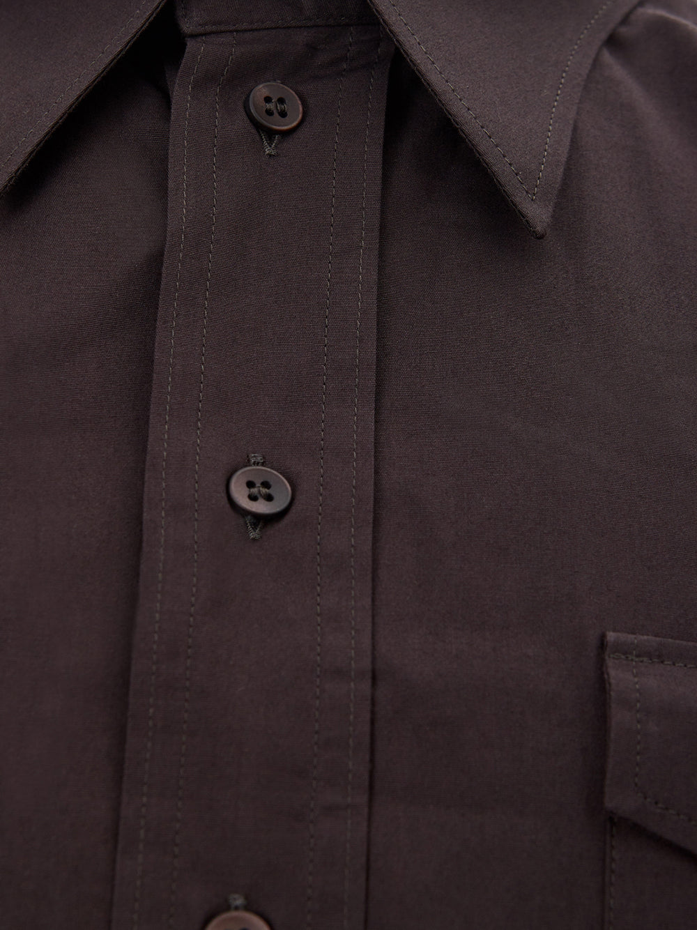 Dark Brown Cotton Shirt with Pockets