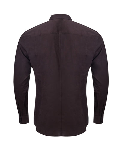 Dark Brown Cotton Shirt with Pockets