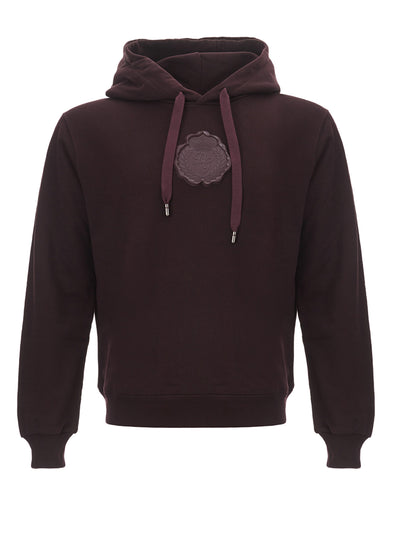 Purple Cotton Hooded Sweatshirt with Front Attached Logo