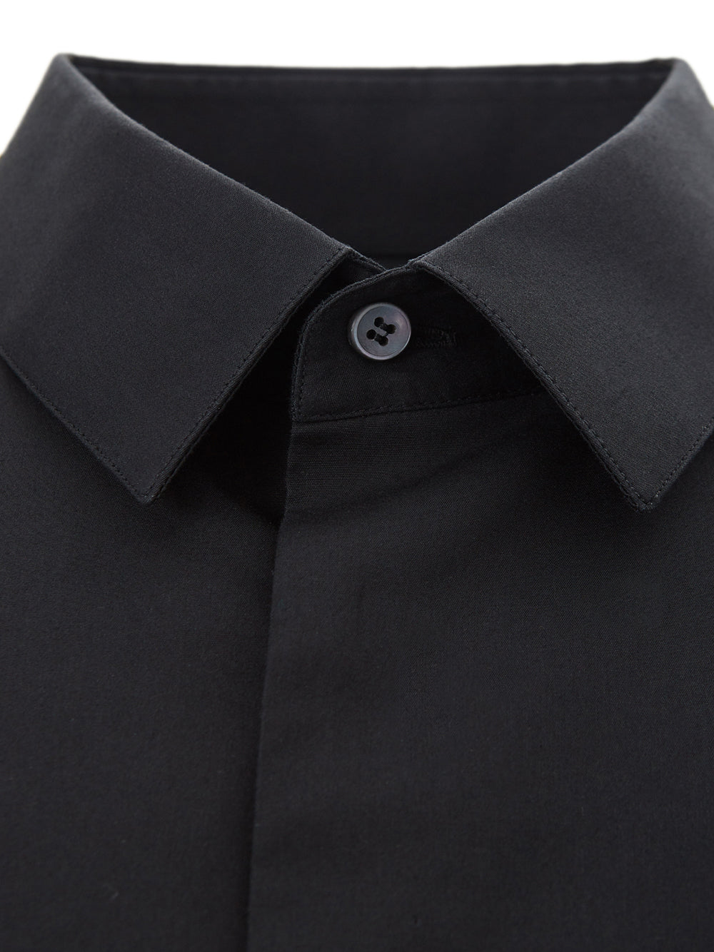 Black Cotton Bib Front Shirt