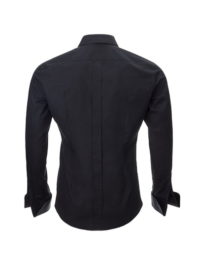 Black Cotton Bib Front Shirt