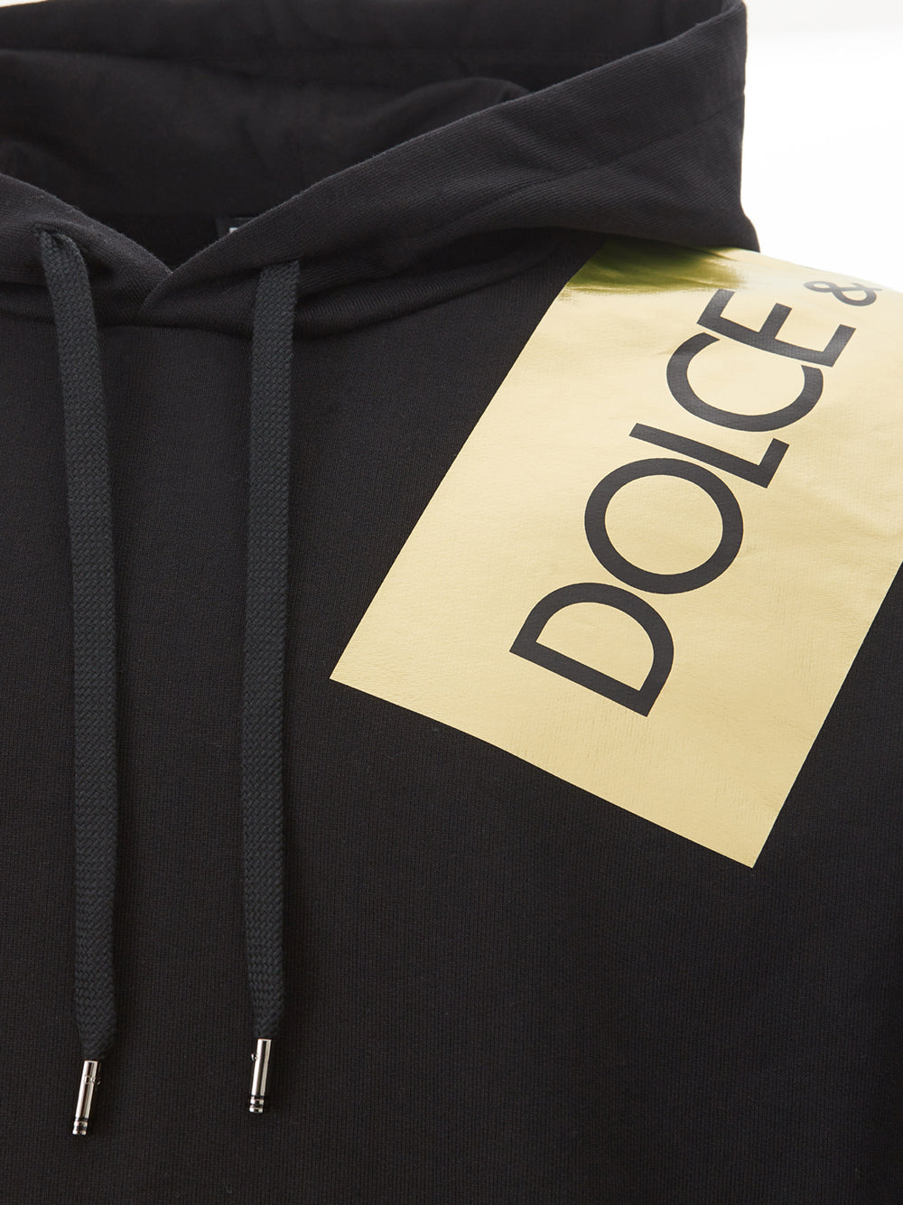 Black Hooded Sweatshirt with Gold Details