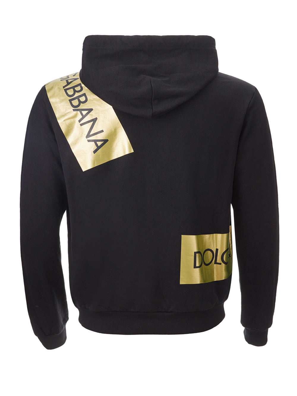 Black Hooded Sweatshirt with Gold Details