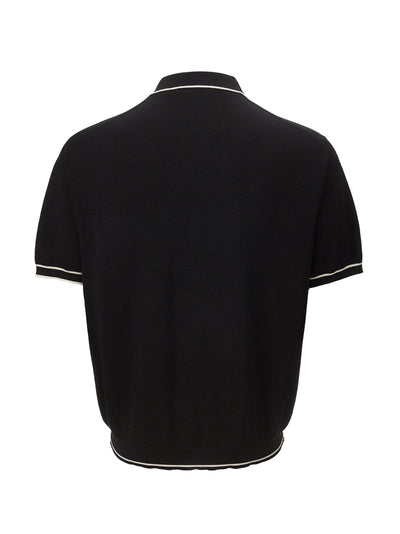 Black Knit Polo Shirt